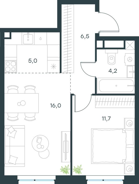 1-BD Apartment Sale, 43.4 sq. m. at Level Michurinskiy, Озёрная улица, вл1, Москва, Россия #1 1-BD Apartment Sale, 43.4 sq. m. at Level Michurinskiy, Озёрная улица, вл1, Москва, Россия #1