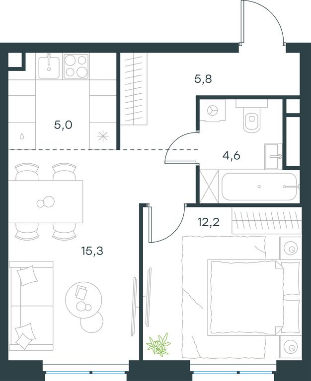 1-BD Apartment Sale, 42.9 sq. m. at Level Michurinskiy, Озёрная улица, вл1, Москва, Россия #1