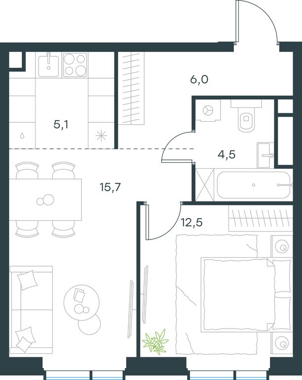 1-BD Apartment Sale, 43.8平方米 at Level Michurinskiy, Озёрная улица, вл1, Москва, Россия #1 1-BD Apartment Sale, 43.8平方米 at Level Michurinskiy, Озёрная улица, вл1, Москва, Россия #1