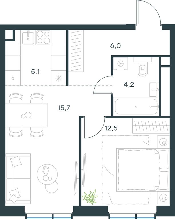 1-BD Apartment Sale, 43.5平方米 at Level Michurinskiy, Озёрная улица, вл1, Москва, Россия #1 1-BD Apartment Sale, 43.5平方米 at Level Michurinskiy, Озёрная улица, вл1, Москва, Россия #1