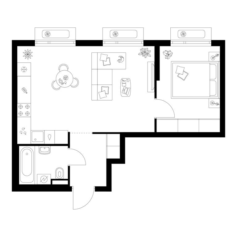 1-BD Apartment Sale, 42.9 sq. m. at Salarevo Park, Salaryevskaya Street, 8к1, Moskovskiy Settlement, Moscow, Russia #1
