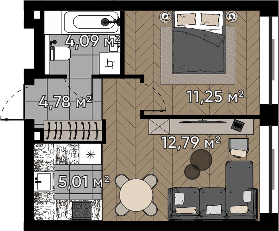 2-BD Apartment Sale, 37.92 sq. m. at Kvartal Serebryany Bor, Berzarina Street, Moscow, Russia #1 2-BD Apartment Sale, 37.92 sq. m. at Kvartal Serebryany Bor, Berzarina Street, Moscow, Russia #1