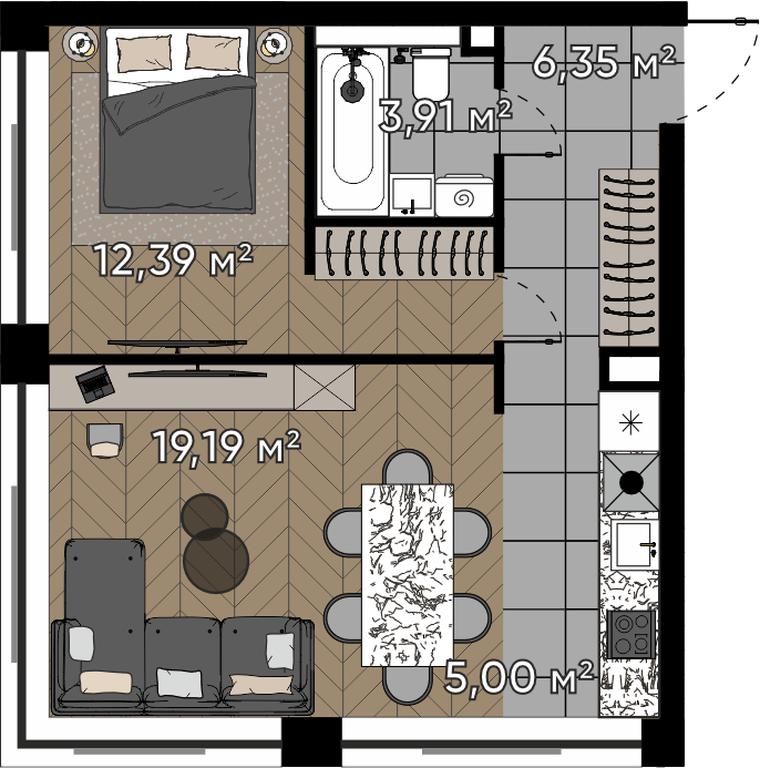 2-BD Apartment Sale, 46.84 sq. m. at Kvartal Serebryany Bor, Berzarina Street, Moscow, Russia #1 2-BD Apartment Sale, 46.84 sq. m. at Kvartal Serebryany Bor, Berzarina Street, Moscow, Russia #1