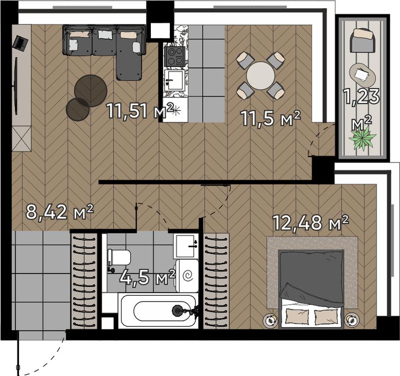 3-BD Apartment Sale, 49.64 sq. m. at Kvartal Serebryany Bor, Berzarina Street, Moscow, Russia #1 3-BD Apartment Sale, 49.64 sq. m. at Kvartal Serebryany Bor, Berzarina Street, Moscow, Russia #1