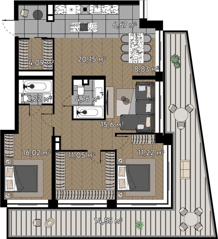 4-BD Apartment Sale, 116.16 sq. m. at Kvartal Serebryany Bor, Berzarina Street, Moscow, Russia #1 4-BD Apartment Sale, 116.16 sq. m. at Kvartal Serebryany Bor, Berzarina Street, Moscow, Russia #1