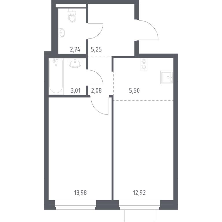 Apartment Sale, 45.48 sq. m. at Novoe Vidnoe, Kalinovka Village, Leninskiy City District, Moscow Region, Russia #1