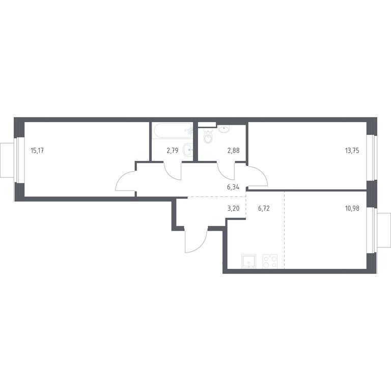 1-BD Apartment Sale, 61.83 sq. m. at Novoe Vidnoe, Kalinovka Village, Leninskiy City District, Moscow Region, Russia #1 1-BD Apartment Sale, 61.83 sq. m. at Novoe Vidnoe, Kalinovka Village, Leninskiy City District, Moscow Region, Russia #1