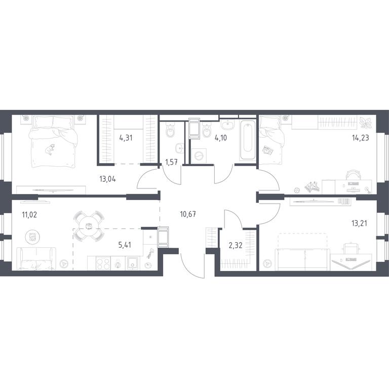 2-BD Apartment Sale, 79.88 sq. m. at Bolshoe Putilkovo, Prostornaya ulitsa, 1, Putilkovo Village, Krasnogorsk City District, Moscow Region, Russia #1