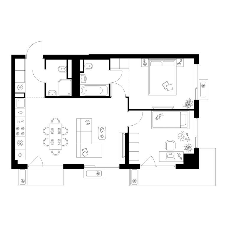 2-BD Apartment Sale, 63.4 sq. m. at Altufevskoe 53, Алтуфьевское шоссе, 53с11, Москва, Россия #1