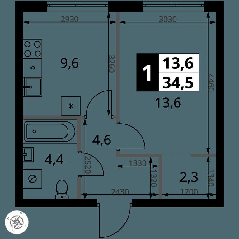 1-BD Apartment Sale, 34.5 sq. m. at 1 Yasenevskij, Kvartal № 24, Mosrentgen Settlement, Moscow, Russia #1 1-BD Apartment Sale, 34.5 sq. m. at 1 Yasenevskij, Kvartal № 24, Mosrentgen Settlement, Moscow, Russia #1