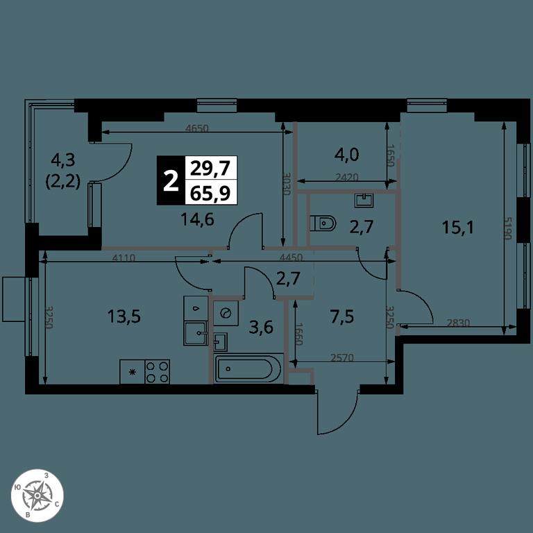 2-BD Apartment Sale, 65.9 sq. m. at 1 Yasenevskij, Kvartal № 24, Mosrentgen Settlement, Moscow, Russia #1 2-BD Apartment Sale, 65.9 sq. m. at 1 Yasenevskij, Kvartal № 24, Mosrentgen Settlement, Moscow, Russia #1