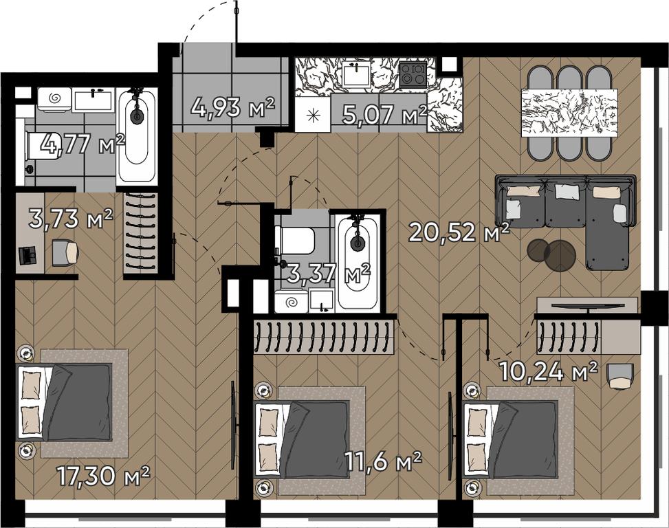4-BD Apartment Sale, 81.53 sq. m. at Kvartal Serebryany Bor, Berzarina Street, Moscow, Russia #1 4-BD Apartment Sale, 81.53 sq. m. at Kvartal Serebryany Bor, Berzarina Street, Moscow, Russia #1