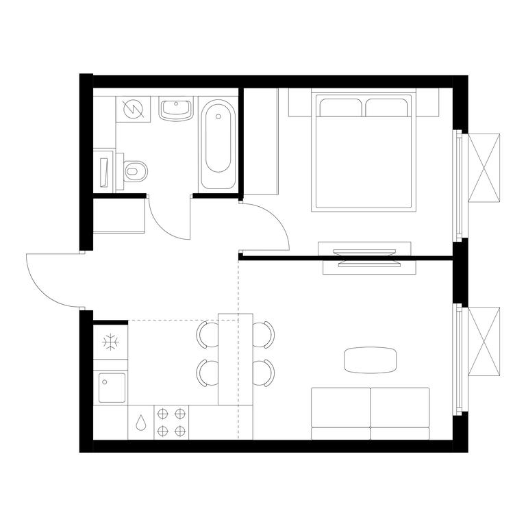 1-BD Apartment Sale, 36.4 sq. m. at Yaroslavskiy, 16th Microdistrict, Mytischi, Moscow Region, Russia #1