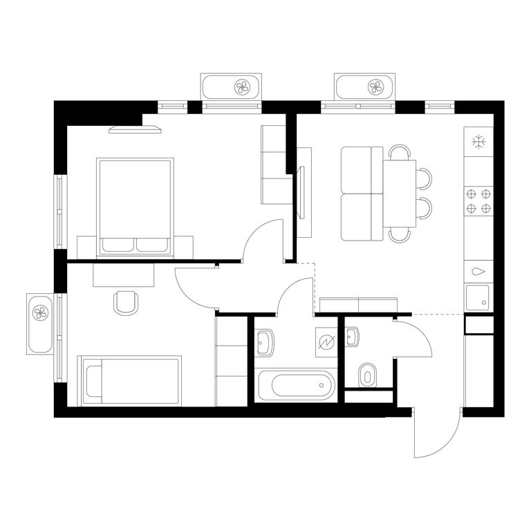 2-BD Apartment Sale, 47.7平方米 at Yauza Park, ulitsa Kolontsova, 4, Mytischi, Moscow Region, Russia #1 2-BD Apartment Sale, 47.7平方米 at Yauza Park, ulitsa Kolontsova, 4, Mytischi, Moscow Region, Russia #1