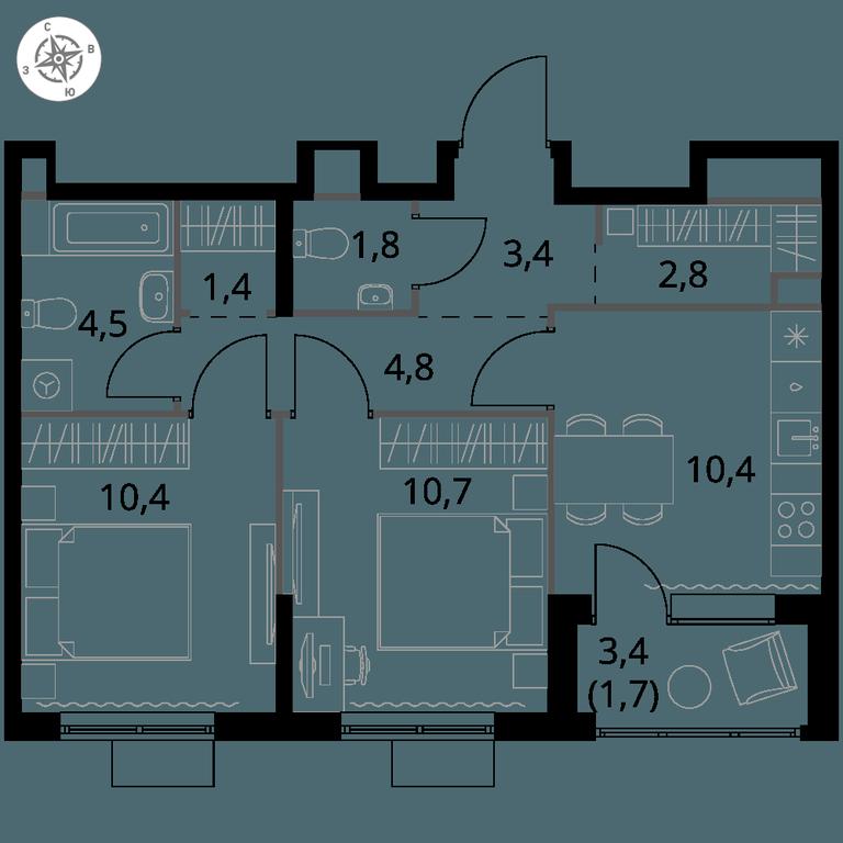2-BD Apartment Sale, 51.9 sq. m. at 1 Himkinskij, zhiloy kompleks 1-y Khimkinskiy, kvartal Mezhdunarodny, mikrorayon Klyazma-Starbeyevo, Khimki, Moscow Region, Russia #1 2-BD Apartment Sale, 51.9 sq. m. at 1 Himkinskij, zhiloy kompleks 1-y Khimkinskiy, kvartal Mezhdunarodny, mikrorayon Klyazma-Starbeyevo, Khimki, Moscow Region, Russia #1
