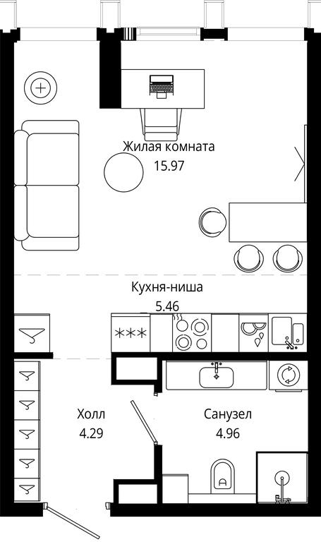 Apartment Sale, 30.67平方米 at Mod, 4th Maryinoy Roschi Street, 12с9, Moscow, Russia #1