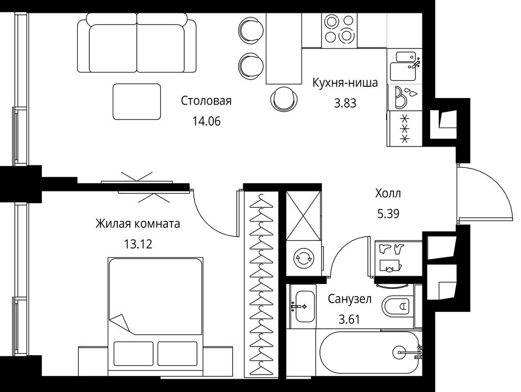 1-BD Apartment Sale, 40.01 sq. m. at City Bay, Volokolamskoye Highway, 95с3, Moscow, Russia #1