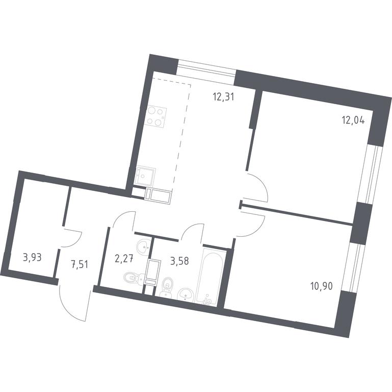 1-BD Apartment Sale, 52.54 sq. m. at Eko Bunino, prospekt Kuprina, 34к1, Sosenskoye Settlement, Moscow, Russia #1