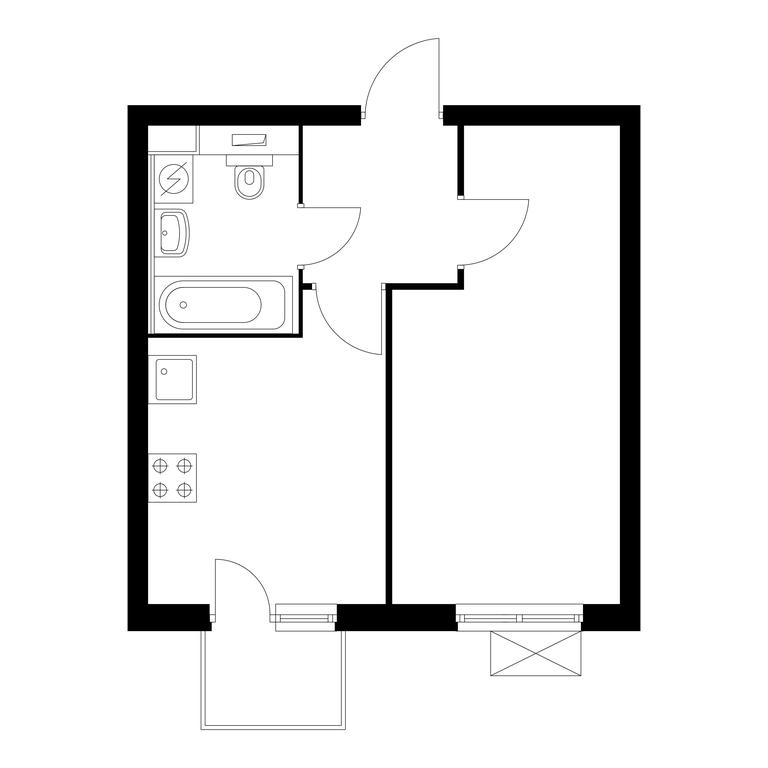 1-BD Apartment Sale, 32.1 sq. m. at Belaya Dacha Park, mikrorayon Parkovy, 1, Kotelniki, Moscow Region, Russia #1
