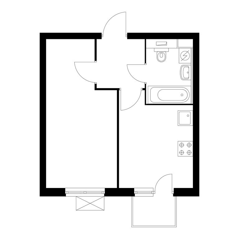 1-BD Apartment Sale, 32.2 sq. m. at Belaya Dacha Park, mikrorayon Parkovy, 1, Kotelniki, Moscow Region, Russia #1