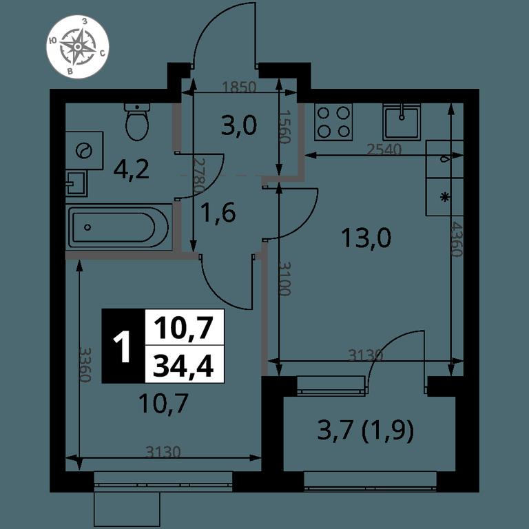 1-BD Apartment Sale, 34.4 sq. m. at 1 Yasenevskij, Kvartal № 24, Mosrentgen Settlement, Moscow, Russia #1 1-BD Apartment Sale, 34.4 sq. m. at 1 Yasenevskij, Kvartal № 24, Mosrentgen Settlement, Moscow, Russia #1