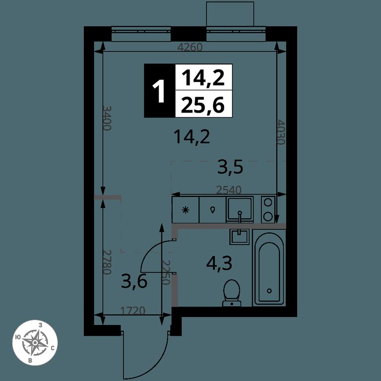 Apartment Sale, 25.6平方米 at 1 Yasenevskij, Kvartal № 24, Mosrentgen Settlement, Moscow, Russia #1