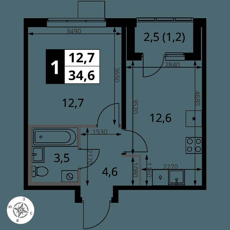 1-BD Apartment Sale, 34.6 sq. m. at 1 Yasenevskij, Kvartal № 24, Mosrentgen Settlement, Moscow, Russia #1 1-BD Apartment Sale, 34.6 sq. m. at 1 Yasenevskij, Kvartal № 24, Mosrentgen Settlement, Moscow, Russia #1