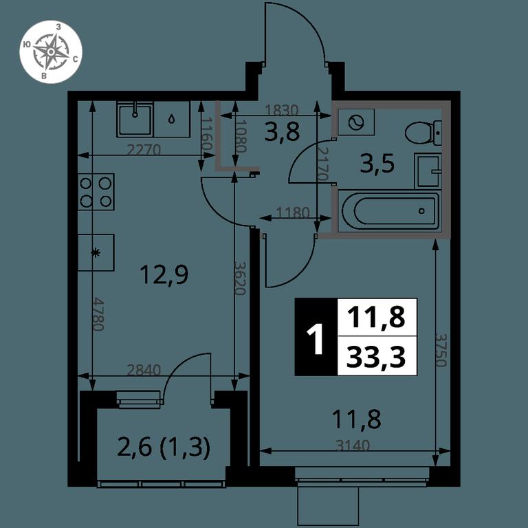 1-BD Apartment Sale, 33.3 sq. m. at 1 Yasenevskij, Kvartal № 24, Mosrentgen Settlement, Moscow, Russia #1 1-BD Apartment Sale, 33.3 sq. m. at 1 Yasenevskij, Kvartal № 24, Mosrentgen Settlement, Moscow, Russia #1