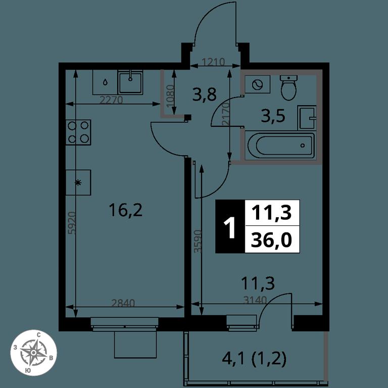 1-BD Apartment Sale, 36 sq. m. at 1 Yasenevskij, Kvartal № 24, Mosrentgen Settlement, Moscow, Russia #1