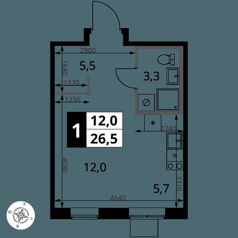 Apartment Sale, 26.5 sq. m. at 1 Yasenevskij, Kvartal № 24, Mosrentgen Settlement, Moscow, Russia #1