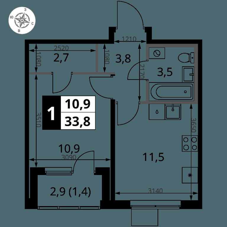 1-BD Apartment Sale, 33.8 sq. m. at 1 Yasenevskij, Kvartal № 24, Mosrentgen Settlement, Moscow, Russia #1 1-BD Apartment Sale, 33.8 sq. m. at 1 Yasenevskij, Kvartal № 24, Mosrentgen Settlement, Moscow, Russia #1