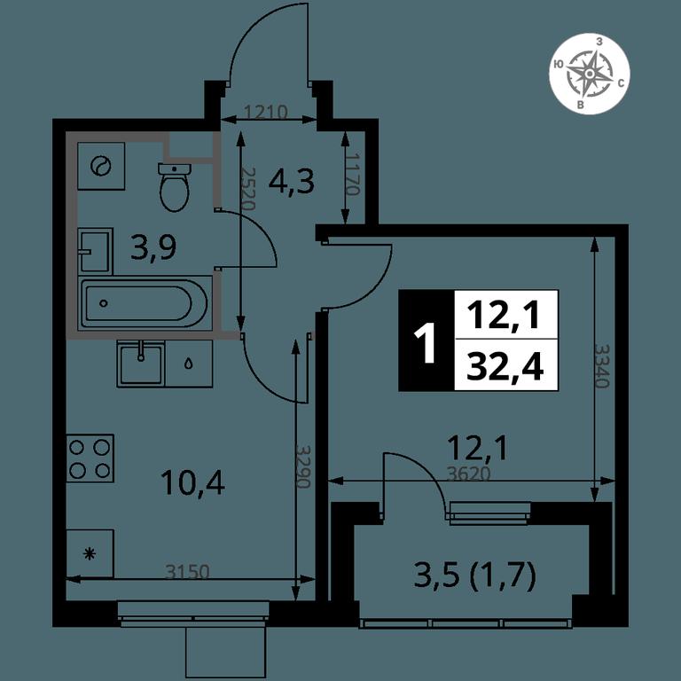 1-BD Apartment Sale, 32.4 sq. m. at 1 Yasenevskij, Kvartal № 24, Mosrentgen Settlement, Moscow, Russia #1 1-BD Apartment Sale, 32.4 sq. m. at 1 Yasenevskij, Kvartal № 24, Mosrentgen Settlement, Moscow, Russia #1