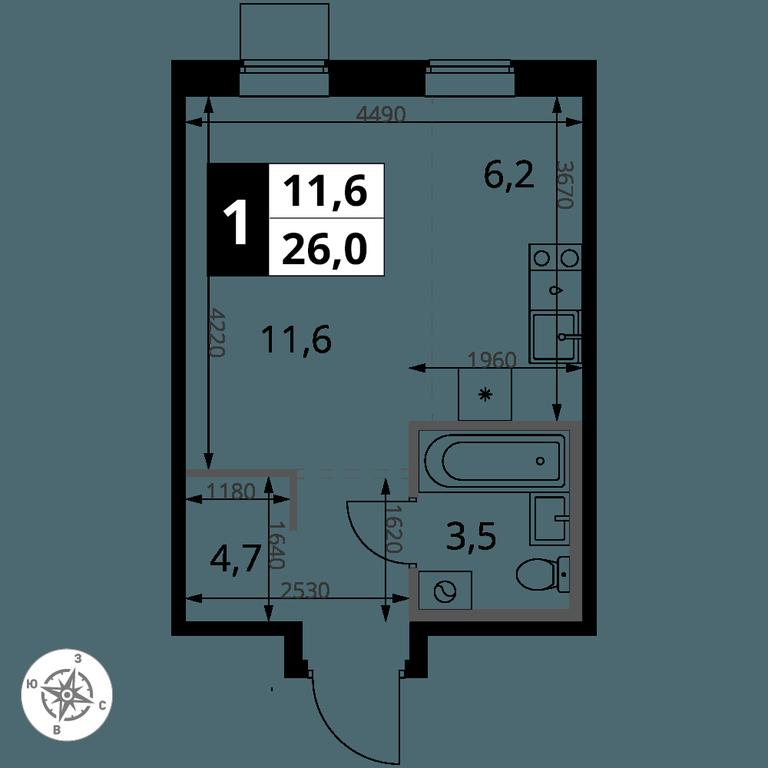 Apartment Sale, 26 sq. m. at 1 Yasenevskij, Kvartal № 24, Mosrentgen Settlement, Moscow, Russia #1