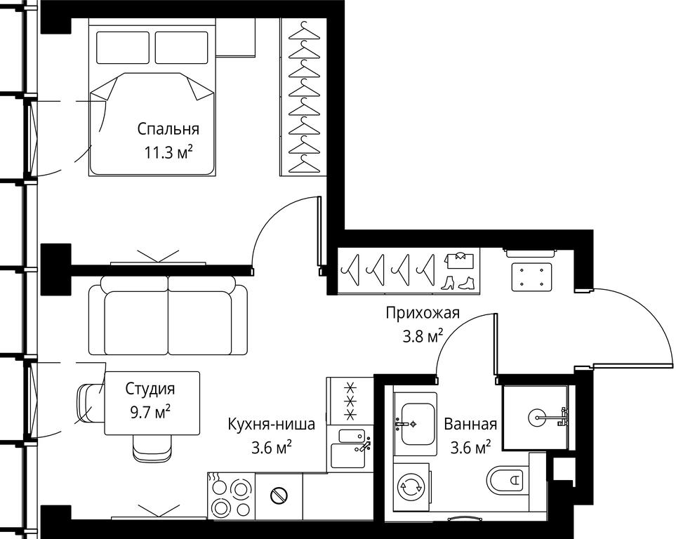 1-BD Apartment Sale, 32 sq. m. at Symphony 34, 2nd Khutorskaya Street, 38А, Moscow, Russia #2 1-BD Apartment Sale, 32 sq. m. at Symphony 34, 2nd Khutorskaya Street, 38А, Moscow, Russia #2