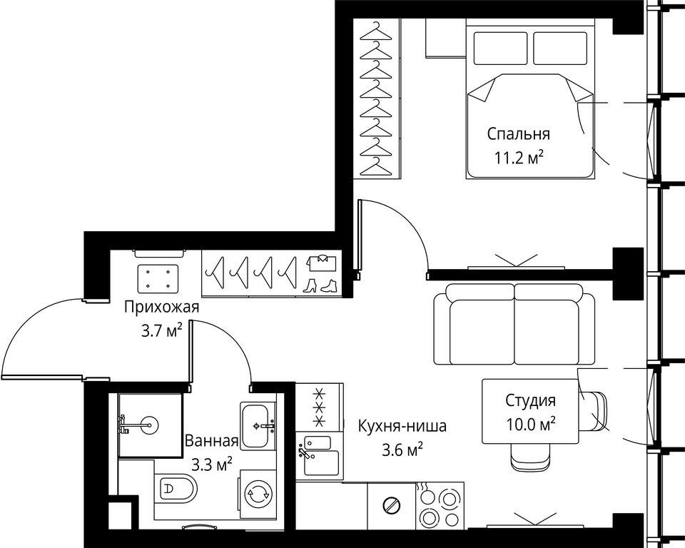 1-BD Apartment Sale, 31.8 sq. m. at Symphony 34, 2nd Khutorskaya Street, 38А, Moscow, Russia #2