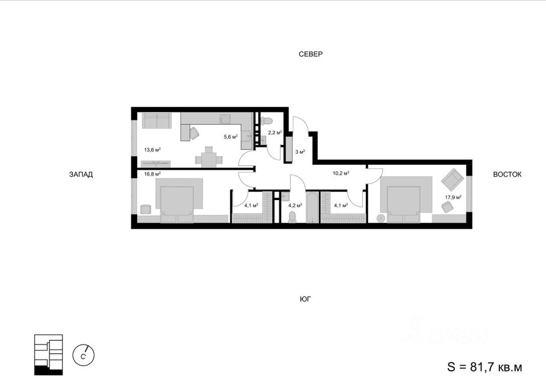 2-BD Apartment Sale, 81.7 sq. m. at Mytischi-Siti, Detskiy pereulok, Mytischi, Moscow Region, Russia #1