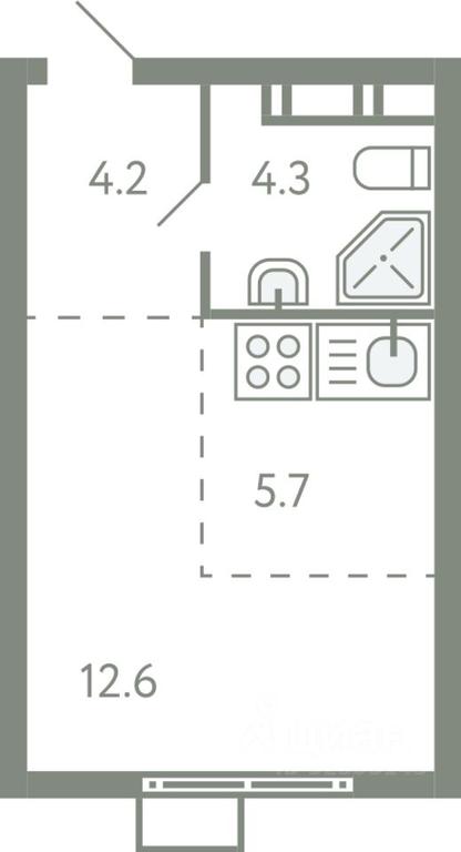 Apartment Sale, 26.3 sq. m. at Novo-Molokovo, Novo-Molokovskiy bulvar, selo Molokovo, Leninskiy City District, Moscow Region, Russia #1