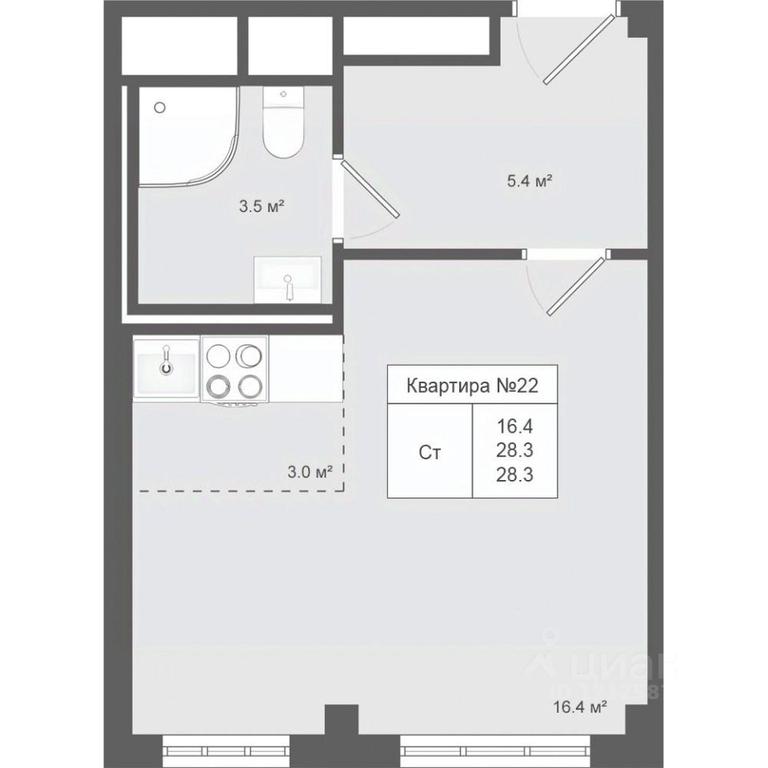 Apartment Sale, 28.3 sq. m. at Iakovlevo, ZhK Yakovlevo, kvartal № 145, Troitsk District, Moscow, Russia #1