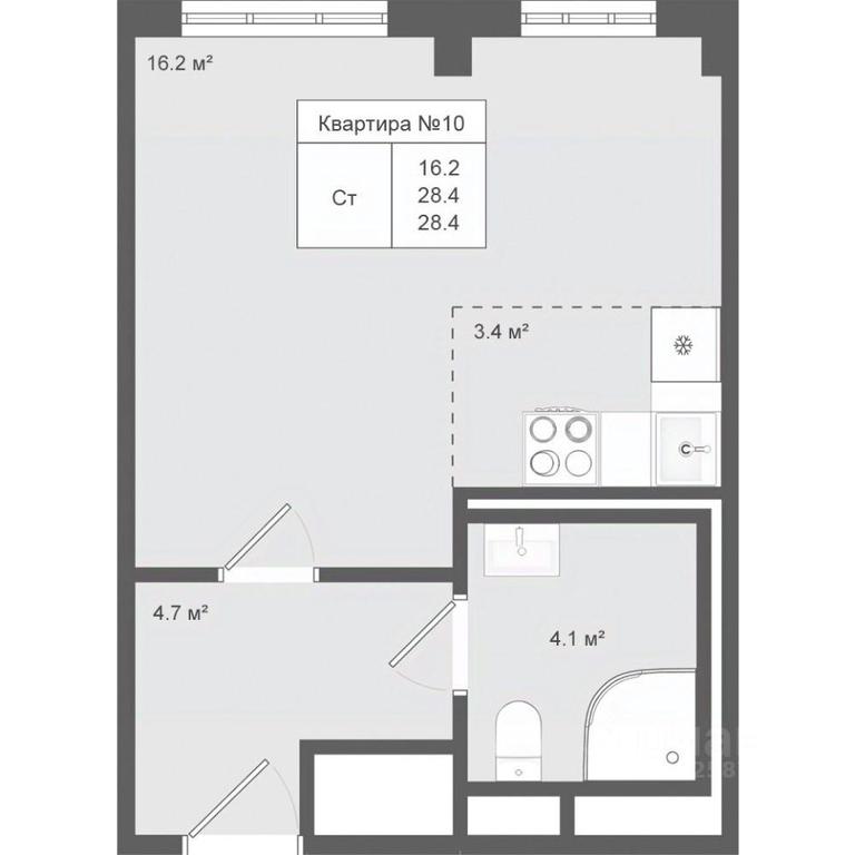Apartment Sale, 28.4平方米 at Iakovlevo, ZhK Yakovlevo, kvartal № 145, Troitsk District, Moscow, Russia #1