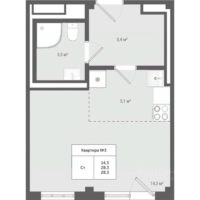 Apartment Sale, 28.3 sq. m. at Iakovlevo, ZhK Yakovlevo, kvartal № 145, Troitsk District, Moscow, Russia #1