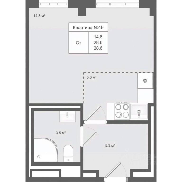 Apartment Sale, 28.6 sq. m. at Iakovlevo, ZhK Yakovlevo, kvartal № 145, Troitsk District, Moscow, Russia #1