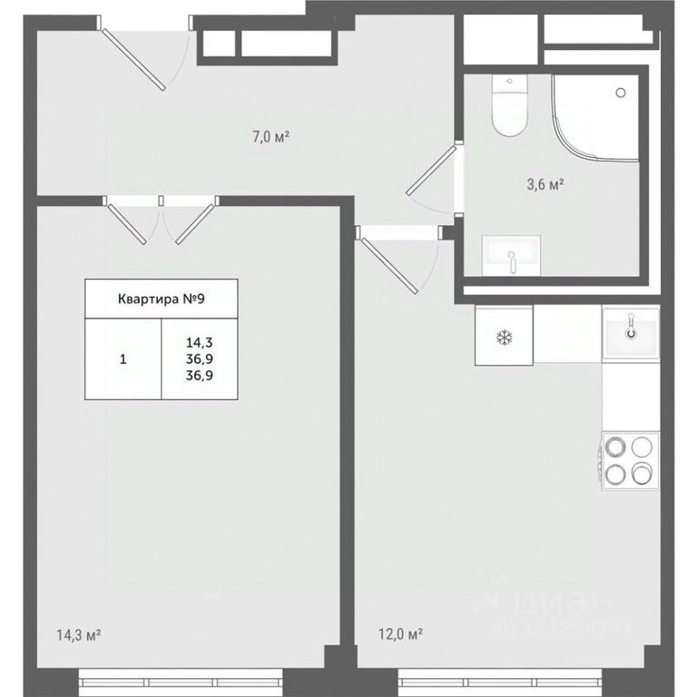 Apartment Sale, 36.9平方米 at Iakovlevo, ZhK Yakovlevo, kvartal № 145, Troitsk District, Moscow, Russia #1 Apartment Sale, 36.9平方米 at Iakovlevo, ZhK Yakovlevo, kvartal № 145, Troitsk District, Moscow, Russia #1