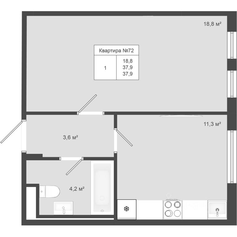 Apartment Sale, 37.9平方米 at Iakovlevo, ZhK Yakovlevo, kvartal № 145, Troitsk District, Moscow, Russia #1 Apartment Sale, 37.9平方米 at Iakovlevo, ZhK Yakovlevo, kvartal № 145, Troitsk District, Moscow, Russia #1