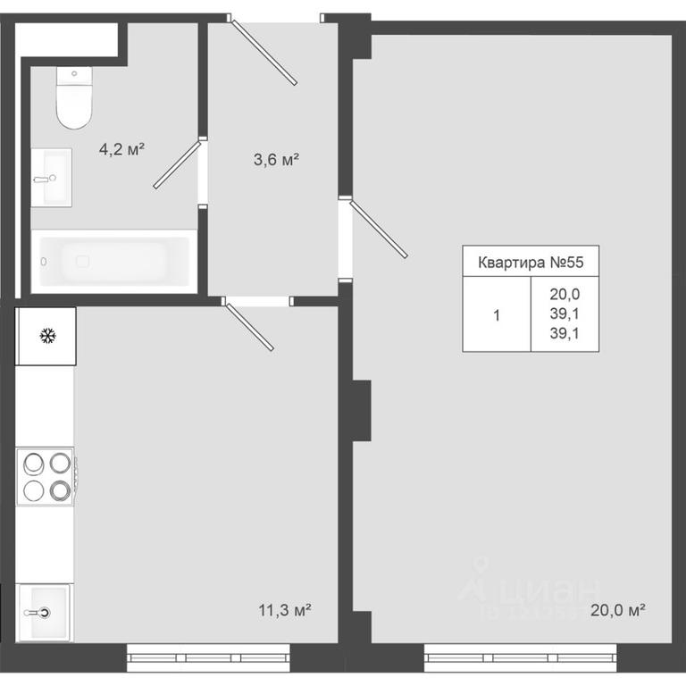 Apartment Sale, 39.1 sq. m. at Iakovlevo, ZhK Yakovlevo, kvartal № 145, Troitsk District, Moscow, Russia #1 Apartment Sale, 39.1 sq. m. at Iakovlevo, ZhK Yakovlevo, kvartal № 145, Troitsk District, Moscow, Russia #1