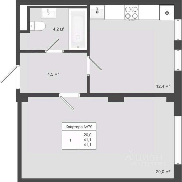 Apartment Sale, 41.1平方米 at Iakovlevo, ZhK Yakovlevo, kvartal № 145, Troitsk District, Moscow, Russia #1