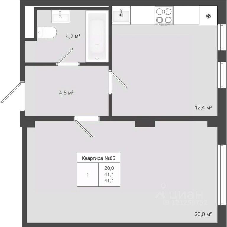 Apartment Sale, 41.1平方米 at Iakovlevo, ZhK Yakovlevo, kvartal № 145, Troitsk District, Moscow, Russia #1 Apartment Sale, 41.1平方米 at Iakovlevo, ZhK Yakovlevo, kvartal № 145, Troitsk District, Moscow, Russia #1