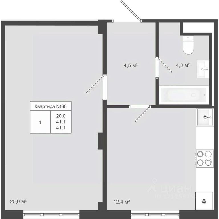 Apartment Sale, 41.1平方米 at Iakovlevo, ZhK Yakovlevo, kvartal № 145, Troitsk District, Moscow, Russia #1 Apartment Sale, 41.1平方米 at Iakovlevo, ZhK Yakovlevo, kvartal № 145, Troitsk District, Moscow, Russia #1
