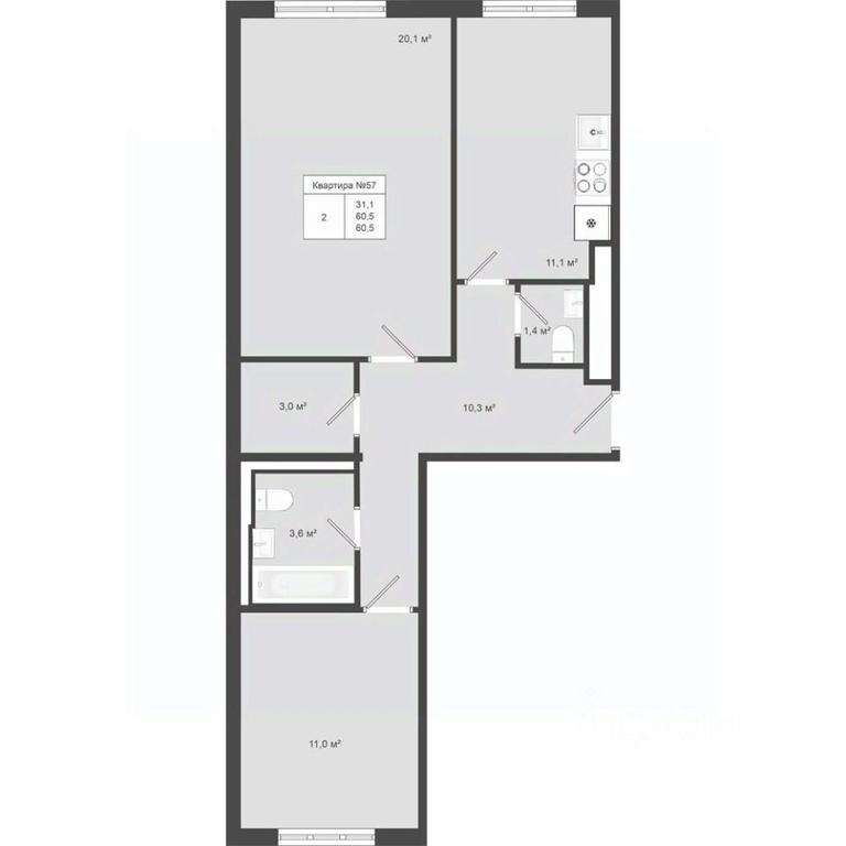 1-BD Apartment Sale, 60.5 sq. m. at Iakovlevo, ZhK Yakovlevo, kvartal № 145, Troitsk District, Moscow, Russia #1 1-BD Apartment Sale, 60.5 sq. m. at Iakovlevo, ZhK Yakovlevo, kvartal № 145, Troitsk District, Moscow, Russia #1