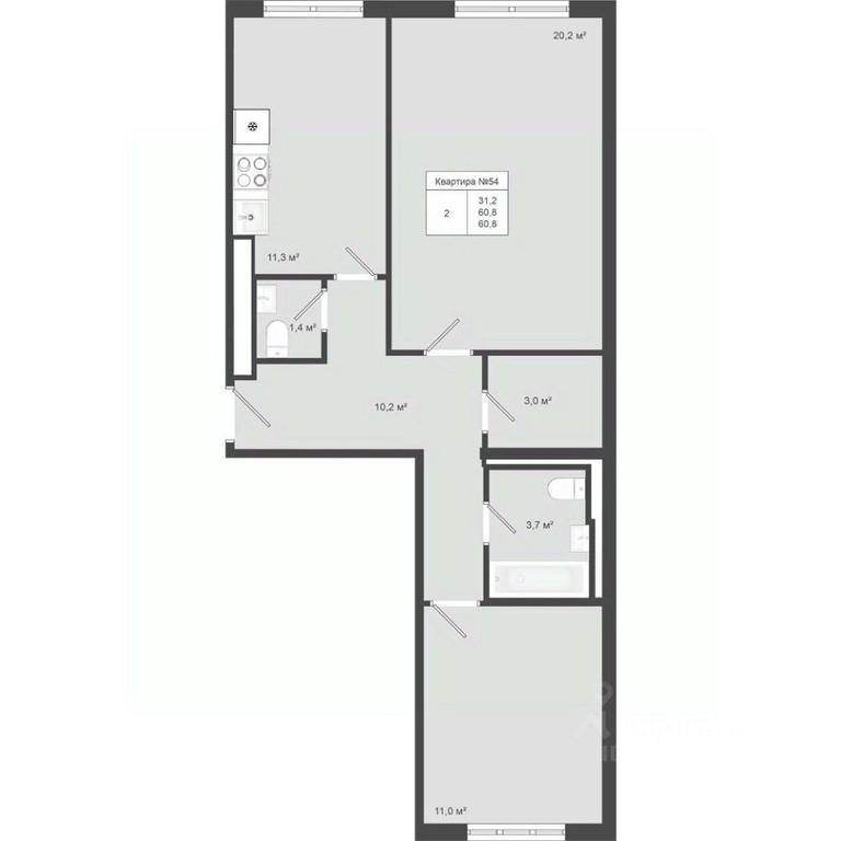 1-BD Apartment Sale, 60.8平方米 at Iakovlevo, ZhK Yakovlevo, kvartal № 145, Troitsk District, Moscow, Russia #1 1-BD Apartment Sale, 60.8平方米 at Iakovlevo, ZhK Yakovlevo, kvartal № 145, Troitsk District, Moscow, Russia #1