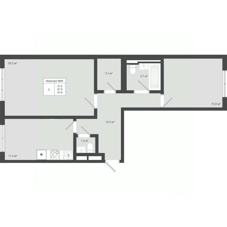 1-BD Apartment Sale, 61 sq. m. at Iakovlevo, ZhK Yakovlevo, kvartal № 145, Troitsk District, Moscow, Russia #1 1-BD Apartment Sale, 61 sq. m. at Iakovlevo, ZhK Yakovlevo, kvartal № 145, Troitsk District, Moscow, Russia #1